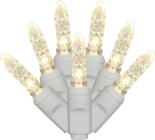 Vista 2 de Vickerman Juego de conexión de extremo de carámbano M5 de alambre blanco cálido LED de 70 luces con 9 pies de longitud
