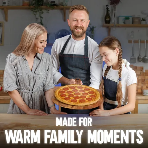 Vista 6 de KitchenStar Pela de pizza de madera de acacia de 14 pulgadas – Tabla grande de madera para cortar y servir con mango – Acabado de aceite natural