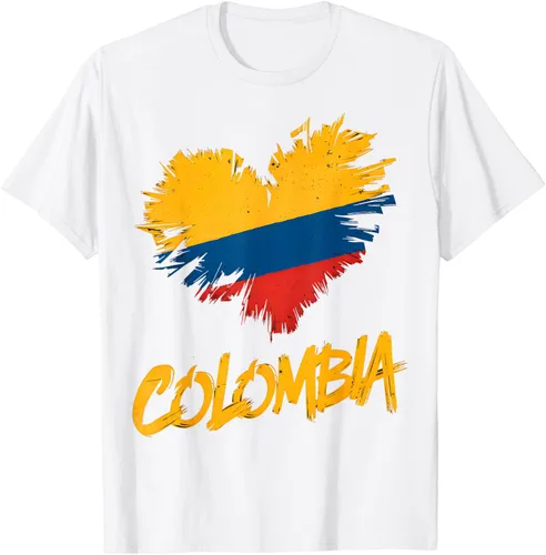 Vista 58 de Camiseta con la bandera del corazón de Colombia