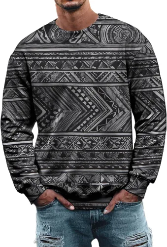 Vista 8 de MARSVOVO Sudadera para hombre 2025 para otoño e invierno, cuello redondo, básica, holgada, cómoda, cálida, moderna, casual, estampado, sin botones