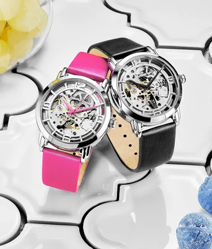 Vista 2 de Stuhrling Original Reloj automático para mujer reloj de esqueleto reloj de cuero correa de reloj mecánico para mujer colección de relojes