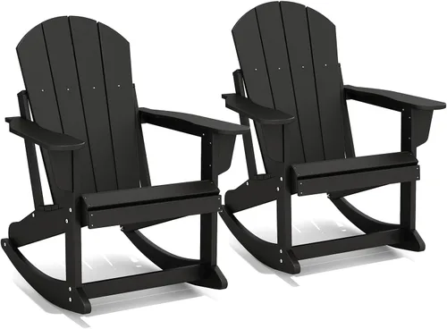 Vista 21 de GREENVINES Adirondack - Juego de 2 mecedoras para exteriores, HDPE, color Agua