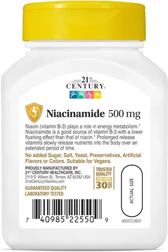 Vista 11 de 21st Century Tabletas de liberación prolongada de 500 mg de niacinamida, 110
