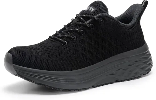 Vista 9 de AVW Zapatos de trabajo antideslizantes para mujeres, zapatillas deportivas resistentes al agua para caminar, zapatos para servicio de alimentos
