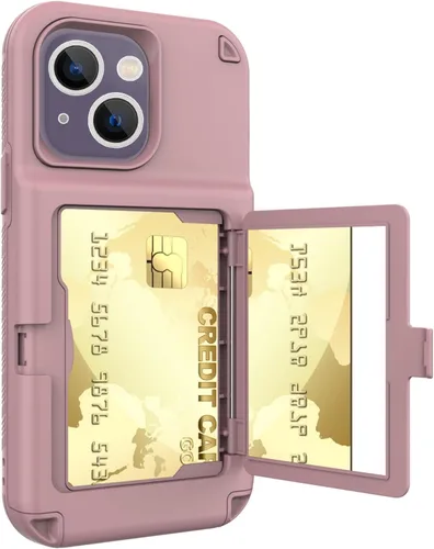 Vista 15 de Funda compatible con iPhone 14 Pro Max con espejo con tarjetero y soporte para tarjetas, bonita funda de lujo con espejo de maquillaje a la moda