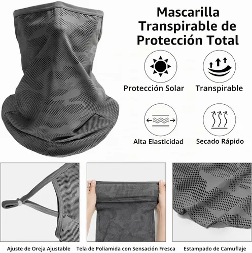 Vista 5 de Mangas refrescantes para los brazos, protección solar, UPF 50+, polaina de cuello de seda de hielo, camuflaje, para todo tipo de clima, pesca