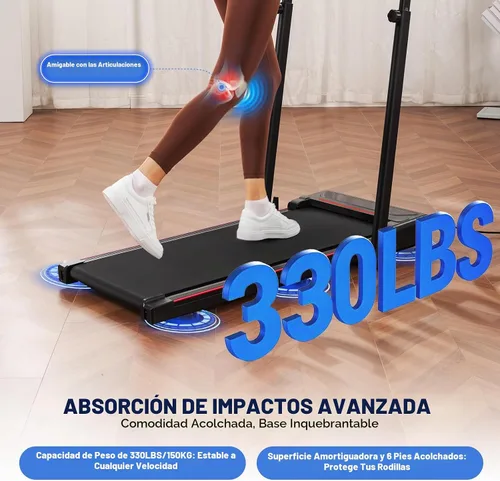 Vista 3 de GORISE Walking Pad Treadmill with Adjustable Height Handle Bar, 3HP Quiet Foldable Under Desk Treadmill, Portable Treadmills for Home 350LBS with