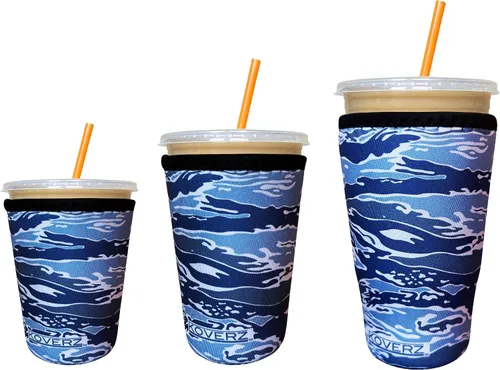 Vista 9 de Funda Koverz para café helado, funda aislante de neopreno para taza, se ajusta a una taza de café de 32 Oz., lavable y reutilizable, accesorios