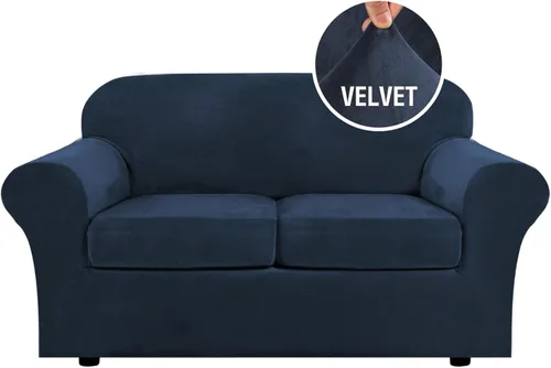 Vista 139 de H.VERSAILTEX - Funda elástica para sofá de 2 piezas, funda protectora de terciopelo, suave, con parte inferior elástica, con un ancho de hasta 49