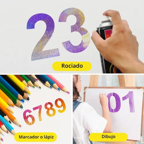 Vista 3 de Plantillas de Números Grandes de 12 Pulgadas de Plástico Reutilizables Plantillas Digitales para Pintura de Tartas y Direcciones