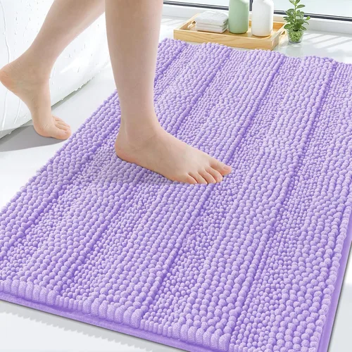 Vista 61 de Grandaily Alfombras de baño de felpilla a rayas de 24 x 16 pulgadas, extra gruesas y suaves, absorbentes, parte trasera de goma, alfombra de ducha
