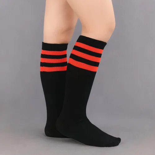 Vista 7 de American Trends Calcetines para niños, hasta la rodilla, uniforme, deportivos, de fútbol, a rayas, para niños y niñas