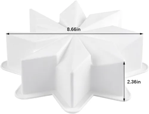Vista 5 de Molde para pastel de gasa con forma de estrella, molde de silicona para hornear mousse de 7 pulgadas, 3D, estrella de ocho puntas, molde para hacer