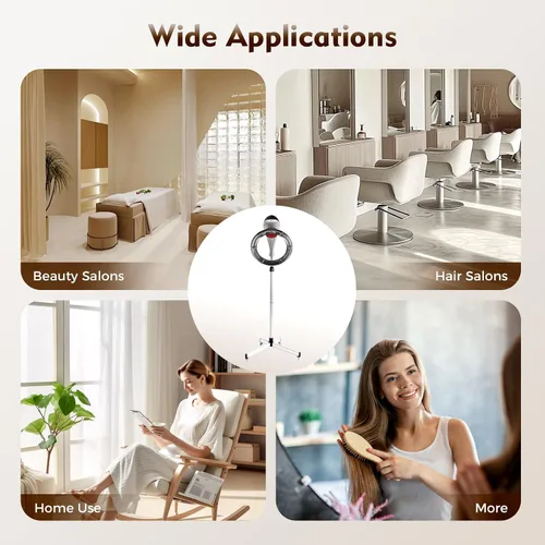 Vista 7 de YIYIBYUS Secador de pelo de pie, procesador profesional giratorio orbitante para teñir el cabello, tratamiento con aceite, secado de cabello, Gris