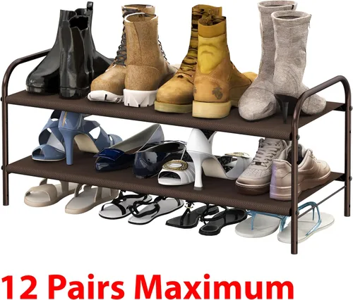 Vista 7 de Simple Houseware - Organizador de almacenamiento para zapatero de 2 niveles, color bronce