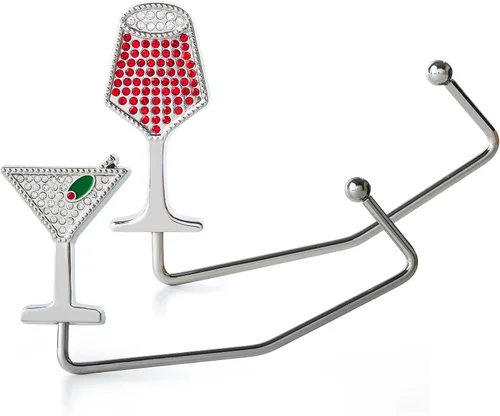 Vista 8 de Gancho para bolso de Martini o colgador de bolso para mesa o bar, con diamantes de imitación deslumbrante, brillante y elegante soporte para bolsas