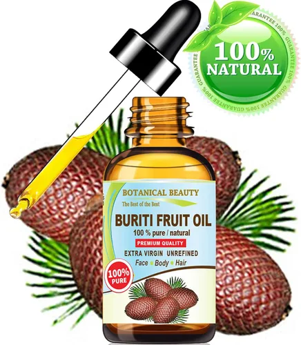 Vista 3 de Botanical Beauty Aceite de fruta brasileño Buriti 100% puro, natural, virgen, sin refinar, aceite portador prensado en frío sin diluir para cara