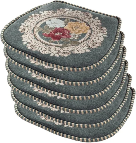 Vista 22 de EORNOW Juego de cojines para silla de comedor con lazos, juego de 1/2/4, almohadillas antideslizantes para silla de comedor con funda extraíble