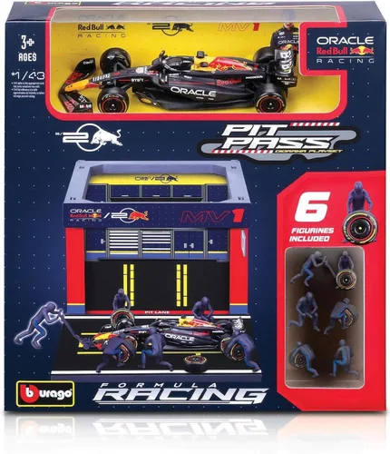 Vista 2 de Bburago 1:43 2024 Race Oracle Red Bull RB20 Pit Pass, Verstappen #1