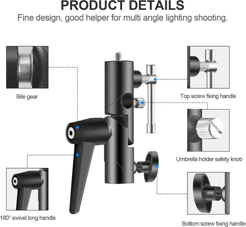Vista 5 de WELLMAKING Flash Speedlite Bracket with Swivel Mount for Photography Camera Umbrella Reflector Holder, Adjustable Angle Design, Hot Shoe