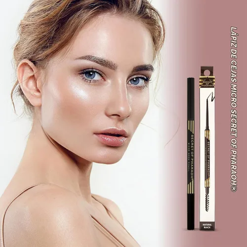 Vista 6 de EBIN NEW YORK Micro Lápiz de cejas negro natural Punta ultrafina para trazos precisos similares al cabello Define las cejas Cepillo suave