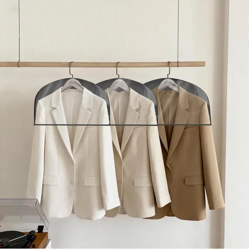 Vista 6 de Fundas de hombro para colgar ropa (juego de 10) cubiertas de polvo transpirables para prendas de vestir cubiertas protectoras de ropa para armario