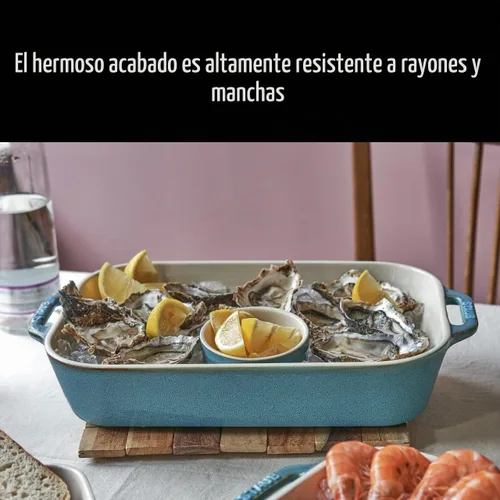 Vista 8 de STAUB Juego de 3 platos rectangulares de cerámica para hornear, turquesa rústico Turquesa Rústica