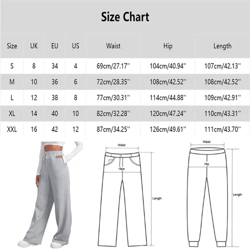 Vista 4 de Womens Wide Leg Sweatpants Cozy Fleece Boyfriend Casual Jogger Pants Baggy Elastic High Waisted Yoga Pants with Pockets