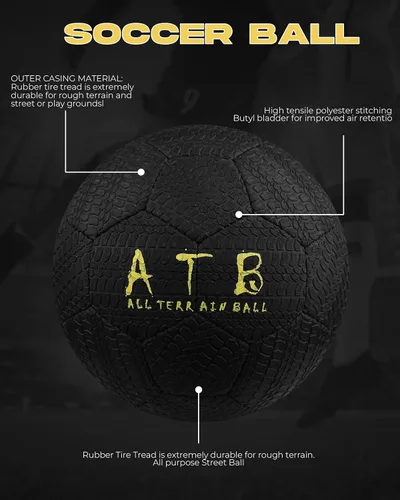Vista 6 de American Challenge Balón de fútbol de goma todo terreno – Tamaños oficiales 2, 3, 4 y 5 – Pelota de fútbol duradera para calle y entrenamiento