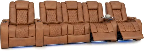 Vista 45 de Seatcraft Asientos de cine en casa Virtuoso LT Tawny Single reclinable Leonado