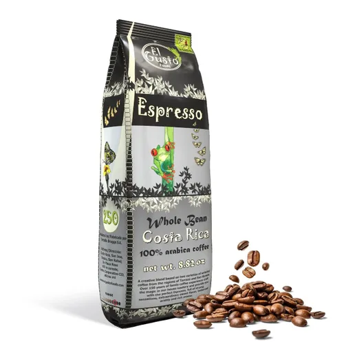 Vista 9 de Café costarricense tostado oscuro en grano entero (8.8 onzas) – Granos arábica 100% frescos, cultivados a la sombra y de origen local – Recuerdos