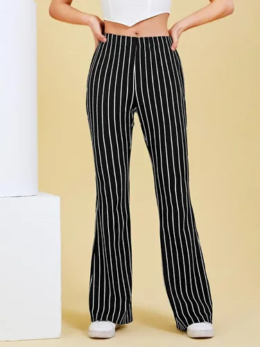 Vista 4 de WDIRARA - Pantalones largos elásticos para mujer al cuerpo como una piel de serpiente de cintura alta estilo informal