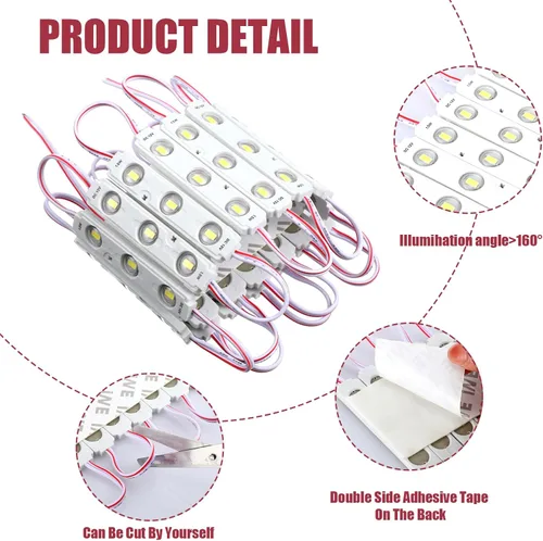 Vista 3 de 100 luces LED de repuesto para módulos inflables de Navidad, 6000k blanco, 5730 SMD, 150lm, 100 pies, autoadhesivas, cortables, 50, 000 horas