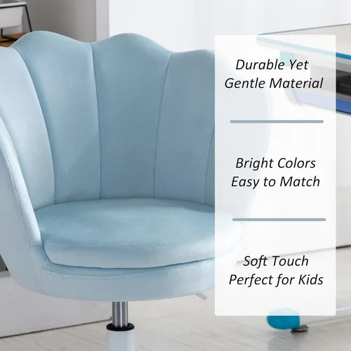 Vista 3 de Silla de escritorio de terciopelo para niños, bonita silla de computadora moderna tapizada, con brazo giratorio, silla de tocador ajustable