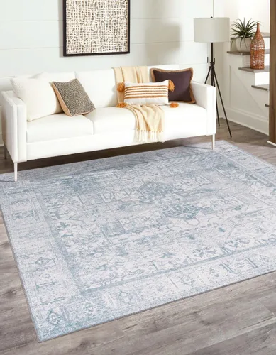 Vista 45 de Unique Loom Timeless Collection - Alfombra de área - Peter (2' x 3' 1" ovalada, beige/marfil)