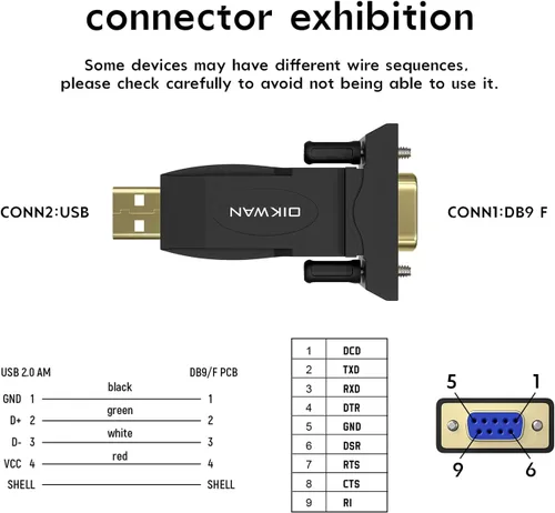 Vista 4 de Adaptador USB a RS232 con chip FTDI, convertidor USB a DB9 Serial Hembra Compatible con Windows 10, 8.1, 8, 7, Vista, XP, Linux y Mac OS X 10.6