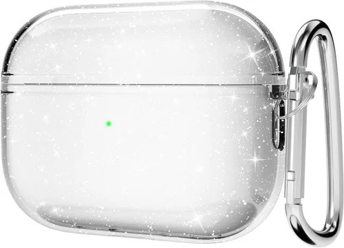 Vista 9 de Svanove Funda para Airpods Transparente con Purpurina, Funda Brillante y Bonita para Airpods de 1ª y 2ª Generación con Llavero, Carcasa Rígida