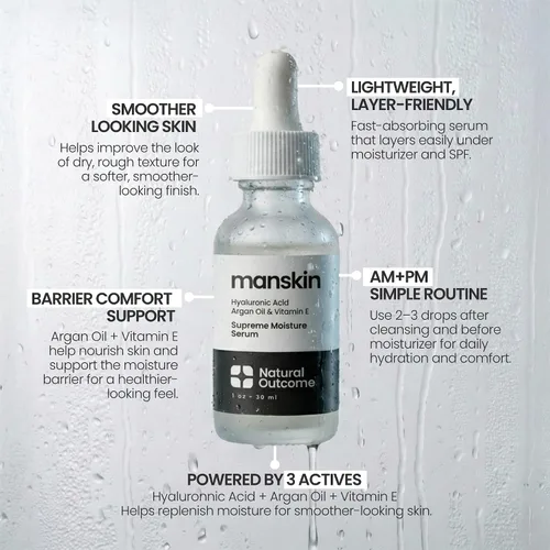Vista 7 de Natural Outcome Man Skin Supreme Moisture Serum Mens I Mens Suero facial antienvejecimiento de día y noche I Suero de humedad avanzada con ácido