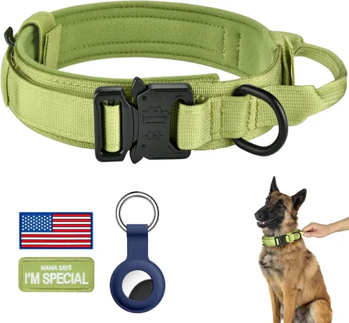 Vista 19 de DAGANXI - Collar táctico para perro, collar ajustable de nailon para adiestramiento con asa de control y hebilla, para perros medianos y grandes