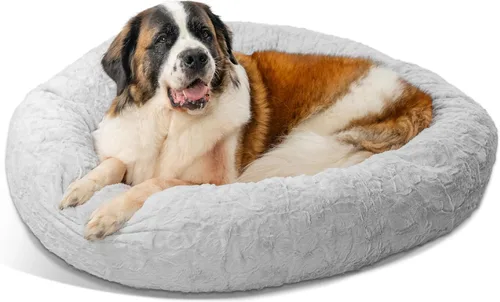 Vista 101 de Best Friends by Sheri - The Original Calming Donut - Cama calmante en forma de dona para perros y gatos - Pelo largo, azul bebé, M, 30 x 30 pulgadas