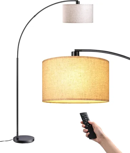 Vista 8 de EDISHINE Lámpara de pie moderna de arco de 78.3 pulgadas con control remoto, lámpara de pie negra alta con bombilla regulable continua y 5