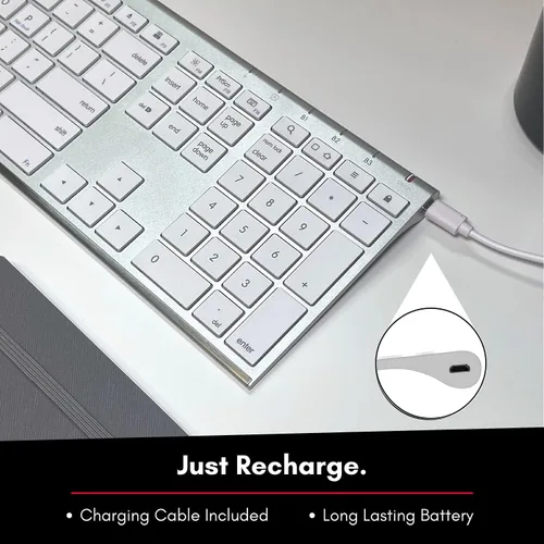 Vista 6 de Macally Teclado Bluetooth inalámbrico para Mac, compatible con Apple Keyboard o MacBook Pro/Air, iMac, multidispositivo, hasta 3 dispositivos