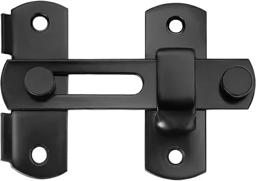 Vista 5 de 3 paquetes de pestillos de puerta abatible, 3.93 x 2.75 pulgadas, cerradura de seguridad negra para valla de madera de granero, puertas francesas