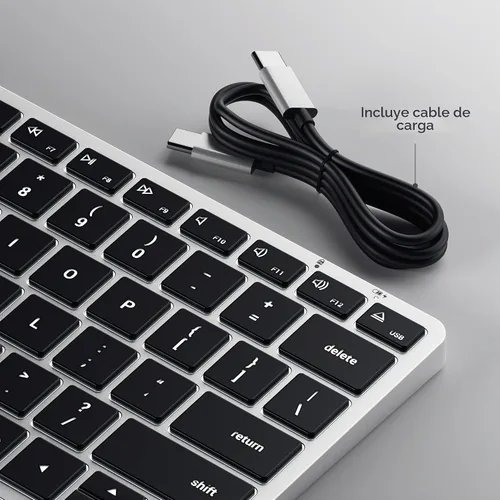 Vista 5 de Satechi Slim X1 Teclado retroiluminado Bluetooth para Mac, teclas iluminadas y sincronización multidispositivo, para MacBook Air/Pro M5/M4, iPad