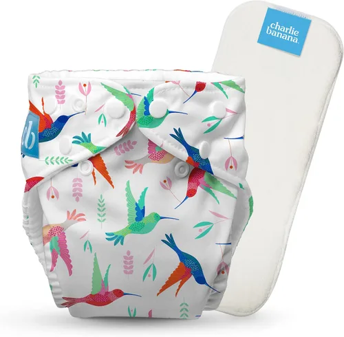 Vista 31 de Charlie Banana Pañales de tela, reutilizables, lavables, ajustables, talla única, para bebés y niños pequeños, con inserto absorbente, aviador