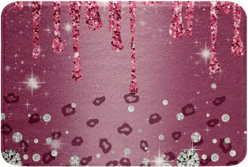 Vista 29 de Feelyou Alfombras de baño con lazo coquette de 16 x 24 pulgadas, tapetes de baño Leopared con lazos para niños, adolescentes y adultos con purpurina