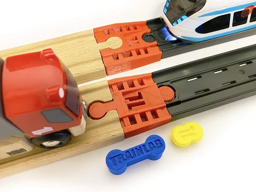 Vista 6 de TrainLab Adaptador compatible con Intelino J-1 Smart Train Tracks y Thomas Brio Wooden Railway (2 piezas) (NiteBrite)