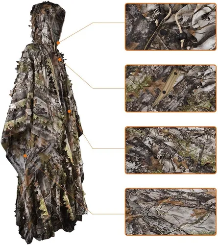 Vista 3 de LOOGU Traje de caza Ghillie, traje de camuflaje frondoso 3D, accesorios militares y de tiro, ropa de equipo táctico