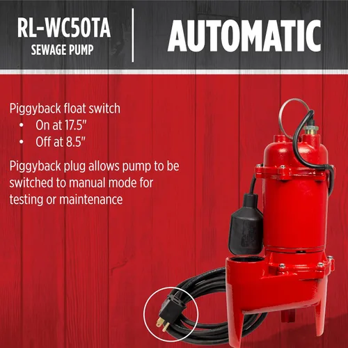 Vista 4 de Red Lion RL-WC50TA, 115V, 1/2 HP, 5600 GPH Bomba automática de aguas
