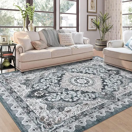 Vista 11 de FairOnly Alfombra bohemia lavable de 2 x 6 pies, estilo vintage, envejecida, tribal, antideslizante, no desprende pelusa, suave, plegable, alfombra